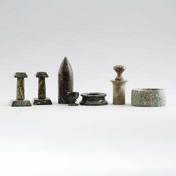 SAMLING KOLMÅRDSMARMOR, 6 delar, 1900-tal.