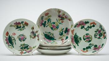 TALLRIKAR, 6 st, porslin. Kina, 1800-tal.