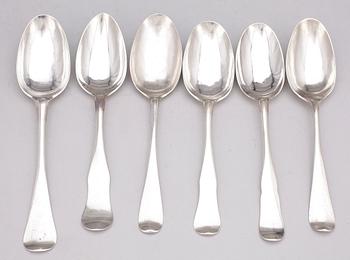 MATSKEDAR, 6 st, silver, bl a Lorenz Vick, Ulricehamn, 1773. 1700-tal. Totalvikt ca 285 gram.
