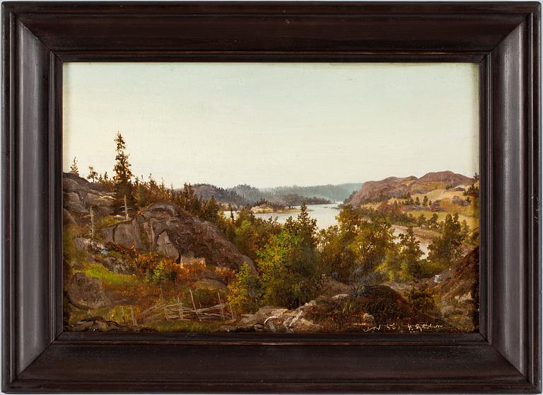 ALFRED WAHLBERG, olja på pannå. Monogramsign o dat 56 1 oktober.