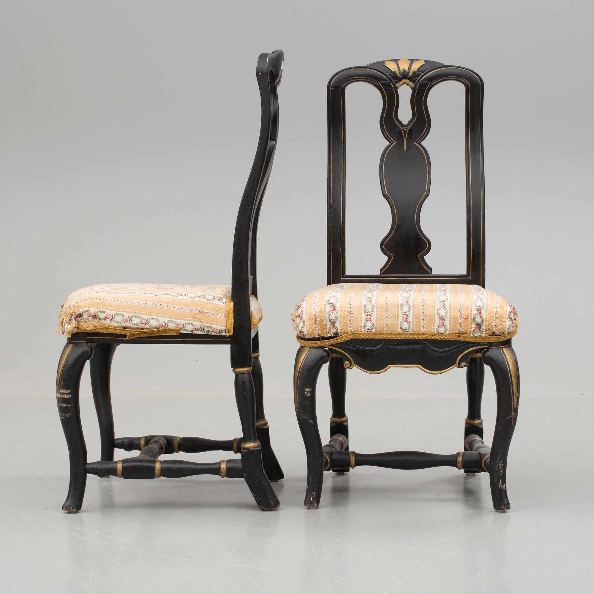 STOLAR, ett par, senbarock, 1700-tal.
