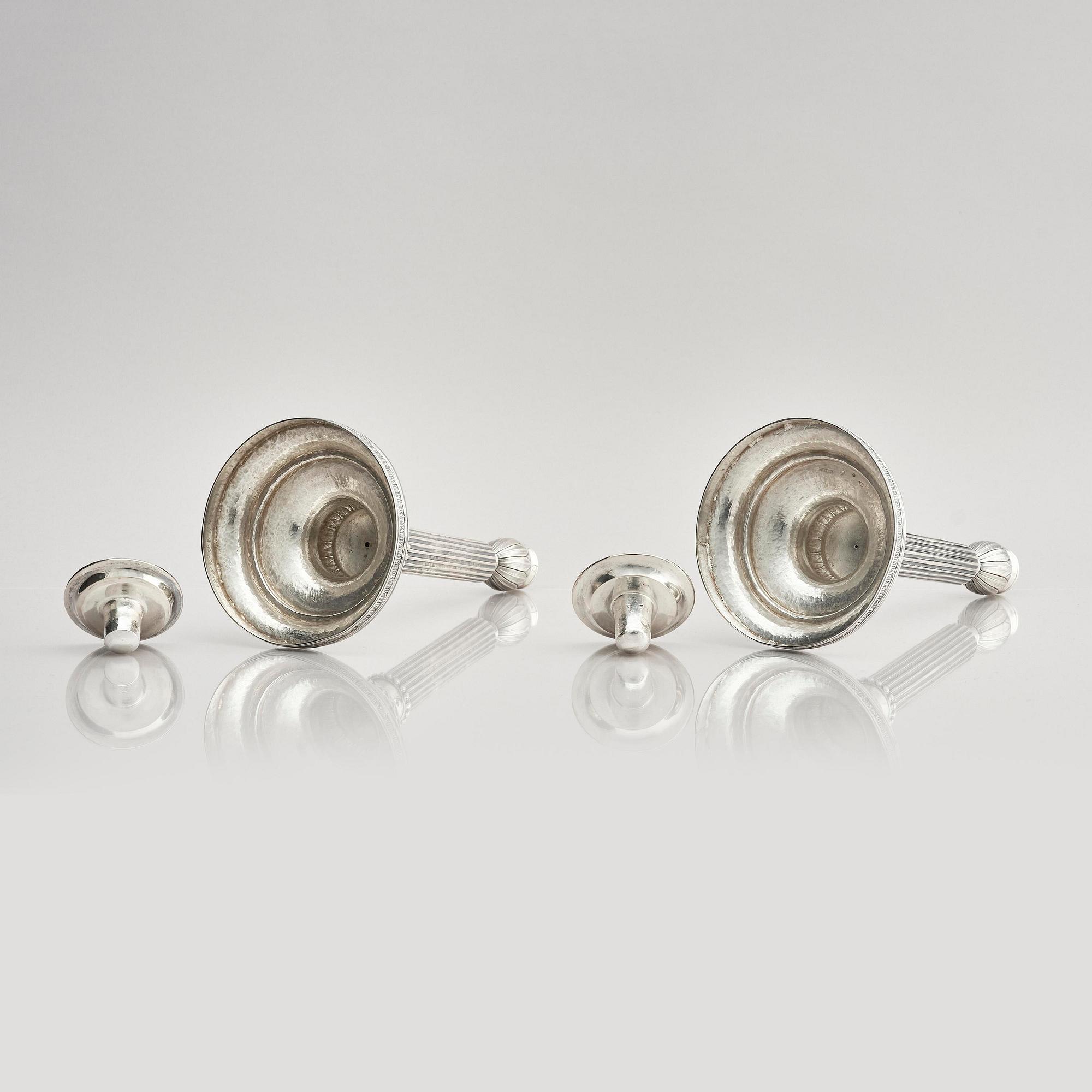 A pair of 18th century silver candlesticks, marks of Simson Ryberg, Stockholm 1789.