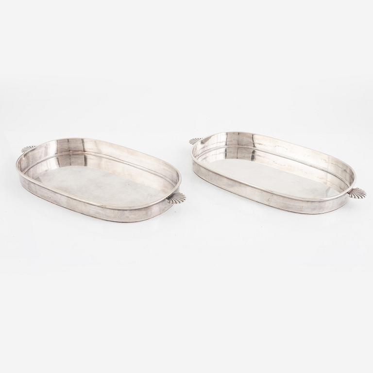 C.G. Råström, gratängformar, 2 st, nysilver, 1900-talets mitt.