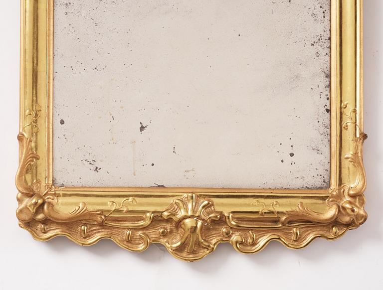 A Swedish giltwood rococo mirror, Stockholm, later part 18th century.