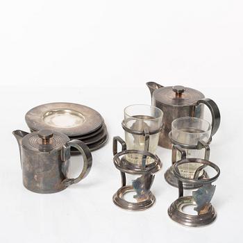 Gio Ponti, tea service, 6 pieces, Athur Krupp Berndorfer Metallwarenfabrik, Austria/Milan, 1930's/40's.