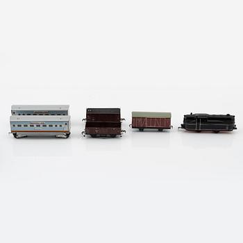 A Fleischmann tin plate scale model railway, U.S. zone, Germany, 1940s.