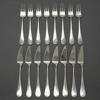 16 pieces of silver cutlery from A Michelsen in Denmark, model "Ida", second half of the 20th century.