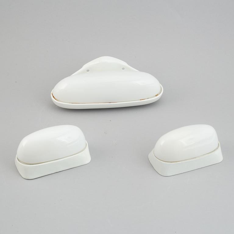 WILHELM WAGENFELD, three ceramic wall lights, Lindner Keramik, Bamberg, 1950's/60's.