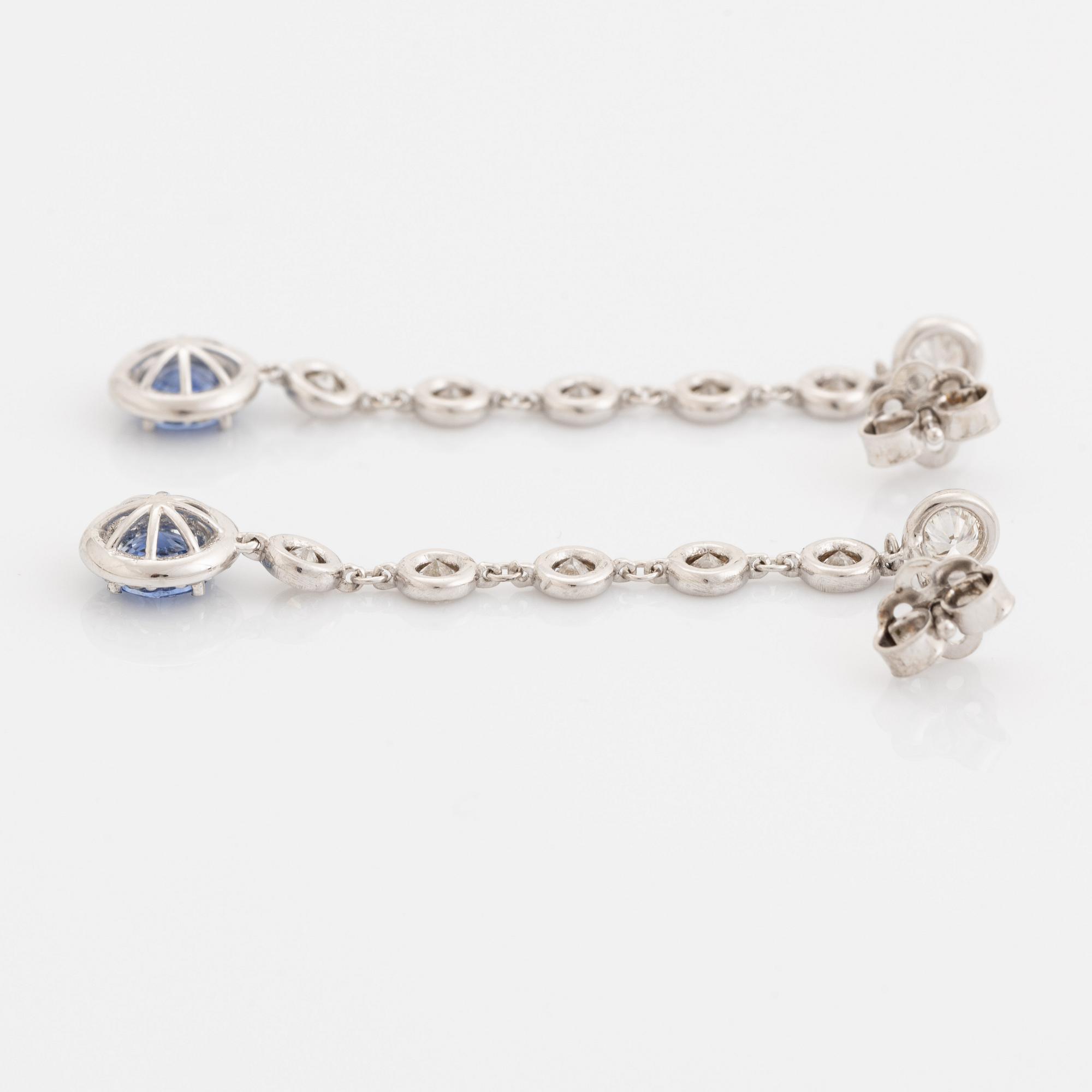 Sapphire and diamond earrings.