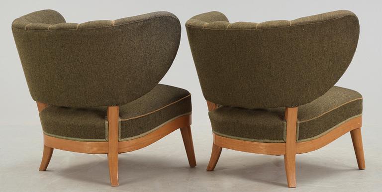 A pair of Otto Schulz 'Schulz' armchairs, Jio Möbler, Jönköping 1940's-50's.