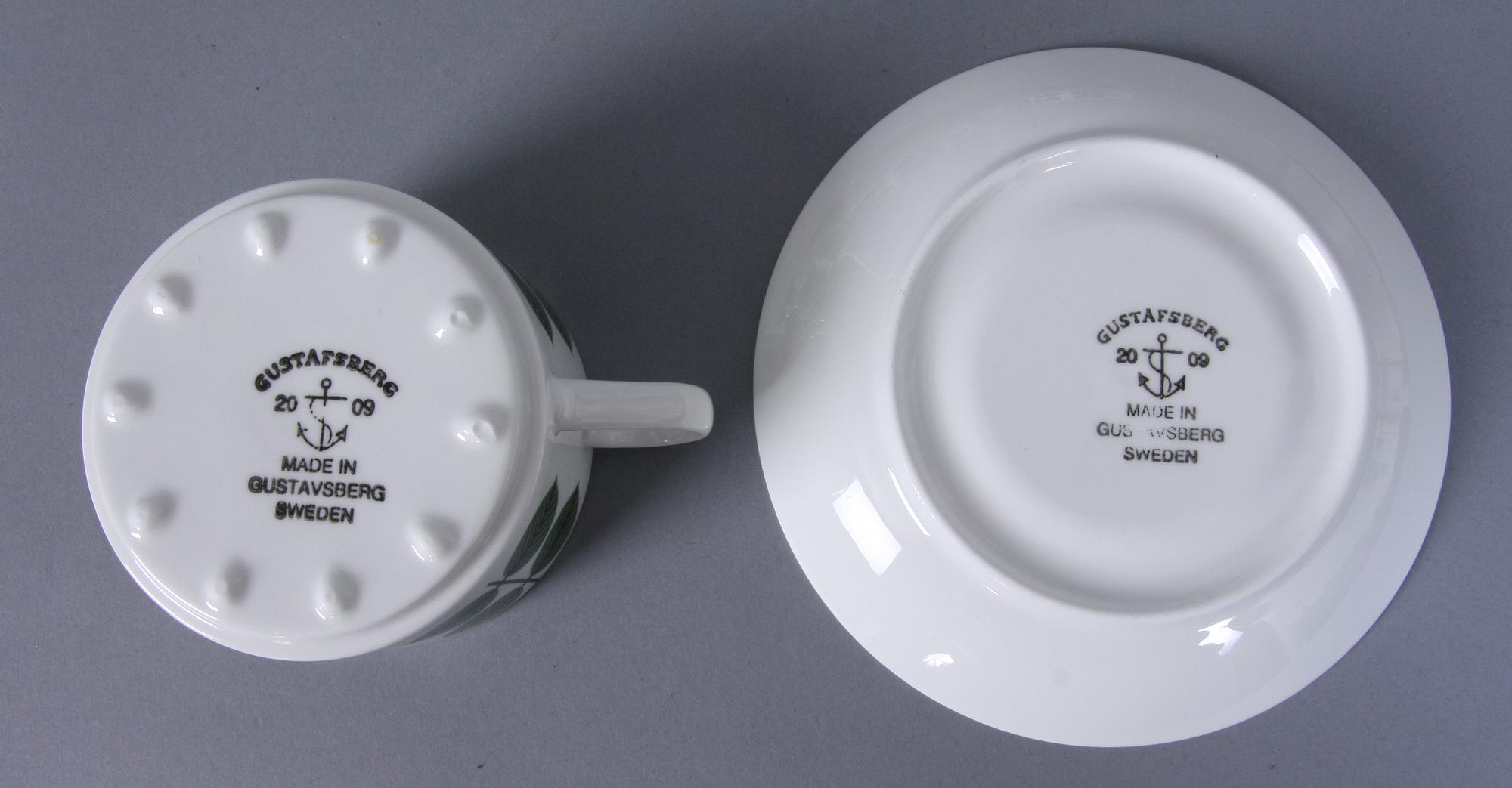 KAFFEKOPPAR, 6 st, benporslin, "Berså", Stig Lindberg, Gustavsberg, 2000-tal.