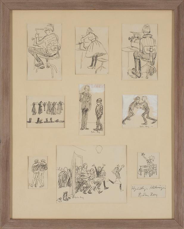 Björn Berg, 10 drawings, signed.