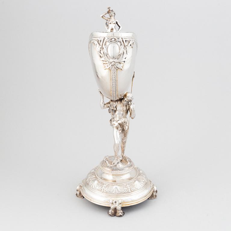 A Swedish parcel-gilt silver Nautilus cup, mark of CG Hallberg, Stockholm 1900.