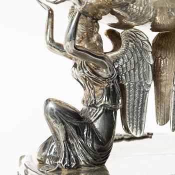 Large covered centerpiece bowl, silver, Empire style, 20th Century.