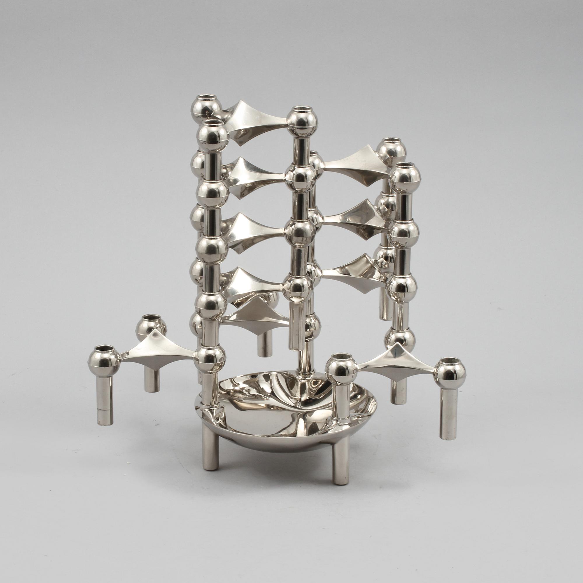 LJUSSTAKAR, 10 st, samt SKÅL, Ceasar Stoffi, Nagel, 1900-talets andra hälft.