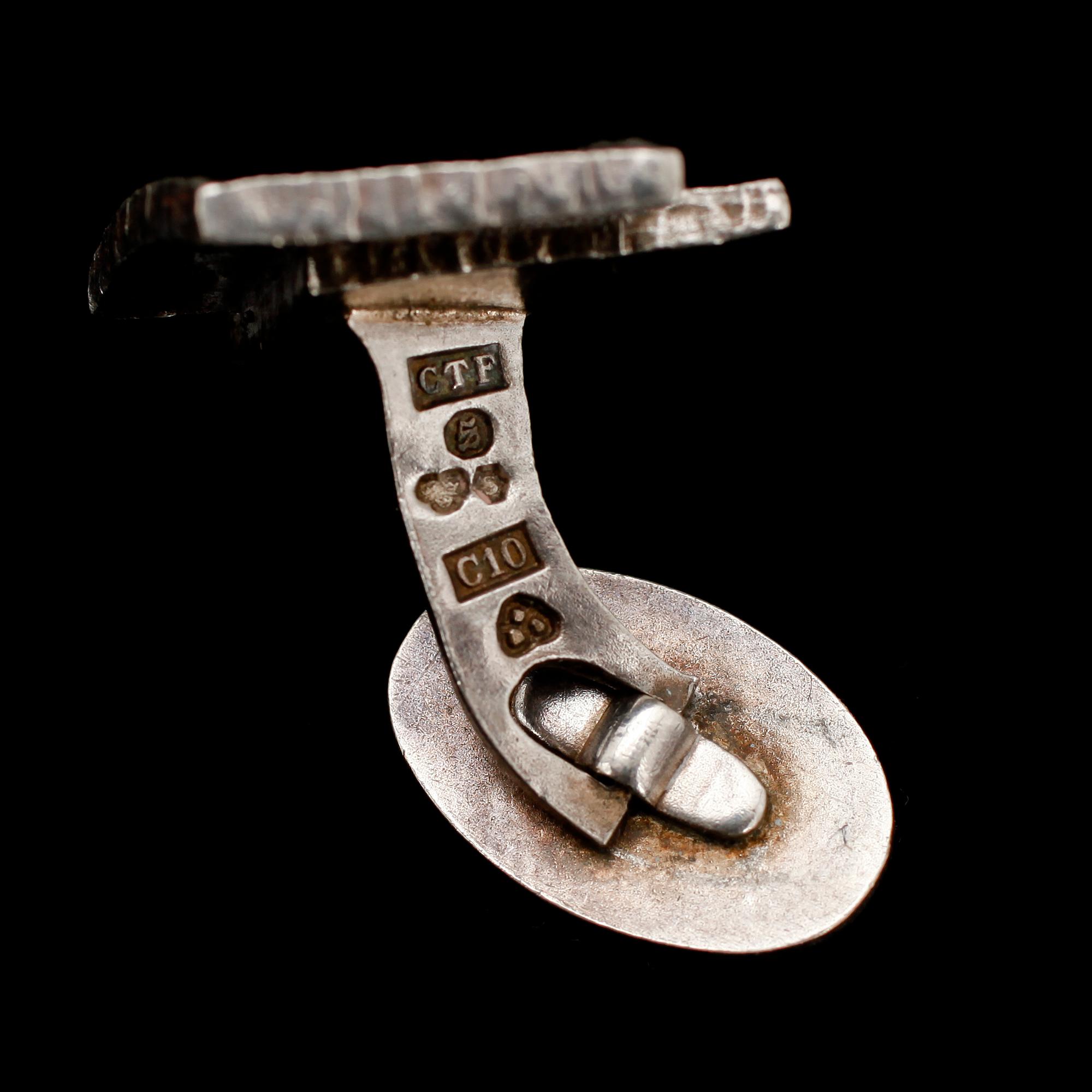 MANSCHETTKNAPPAR, 10 par, silver, bla 1 par med briljanter Alton 1992.