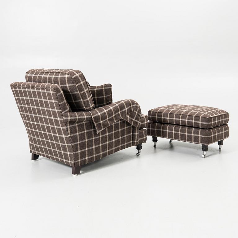 Armchair, “Howard”, with footstool, Englesson Design, modern manufacture.