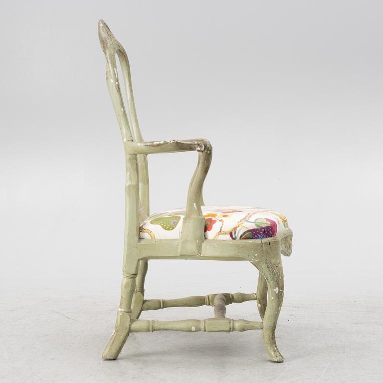 A Swedish rococo armchair, Stockholm, later part 18th century.