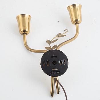 three wall lamps, Scandinavian Modern, Norway, 1840's/50's.