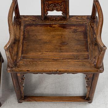 A pair of hardwood chair, China, early 20th century.