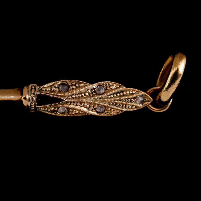 LORGNETTE, 9 k guld, art déco, 1900-talets första hälft. Total vikt ca 24 gram.