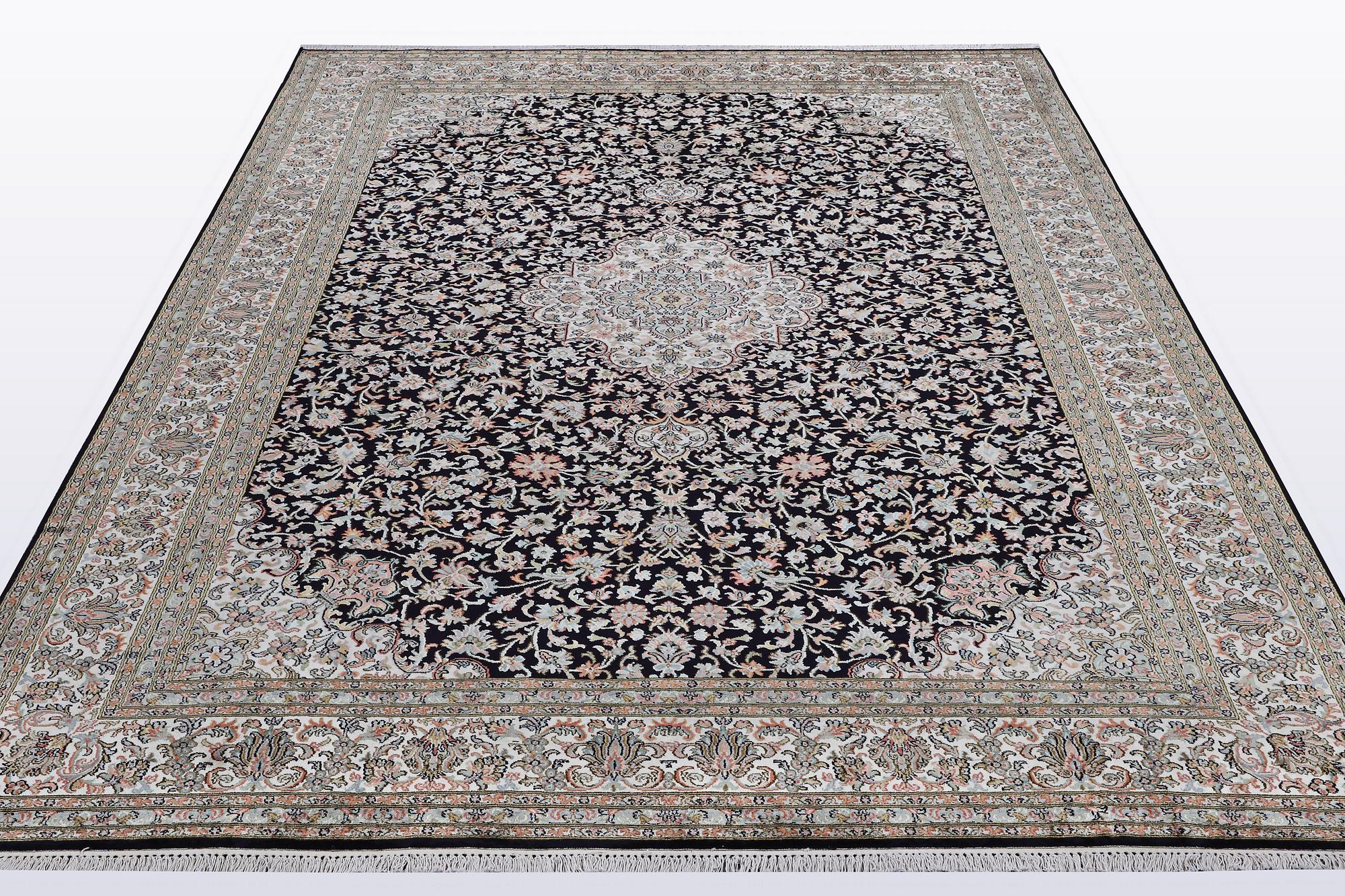 A carpet, silk Kashmir, ca 279 x 195 cm.