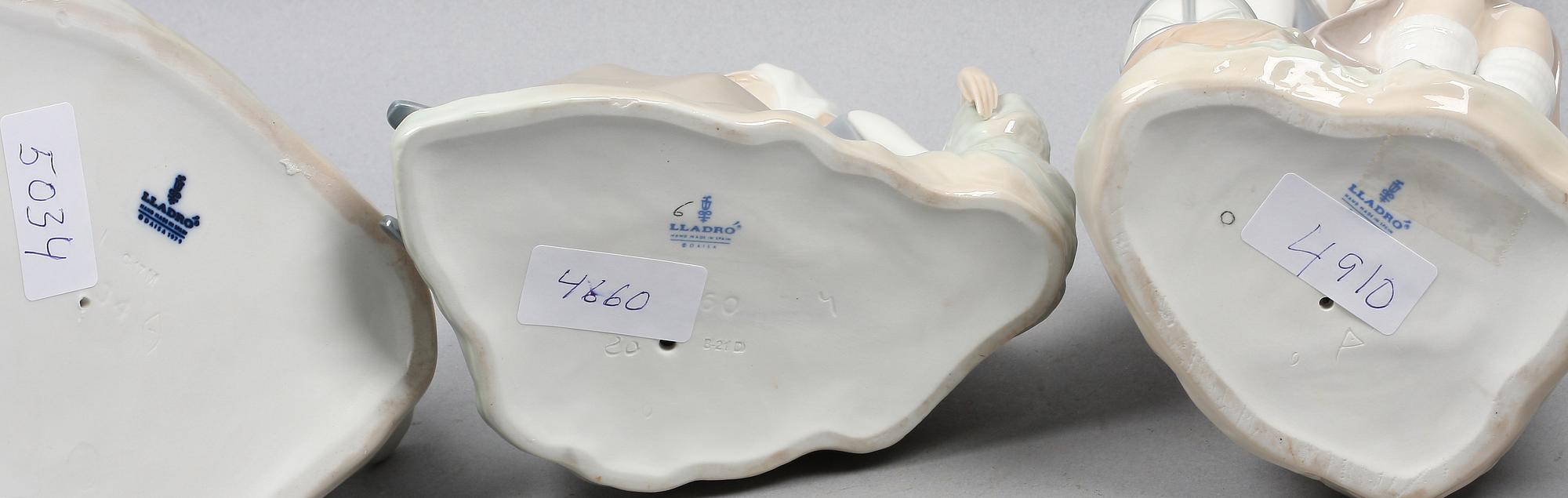 FIGURINER, 3 st, porslin, Lladro. Tillverkningsår 1969-1996.