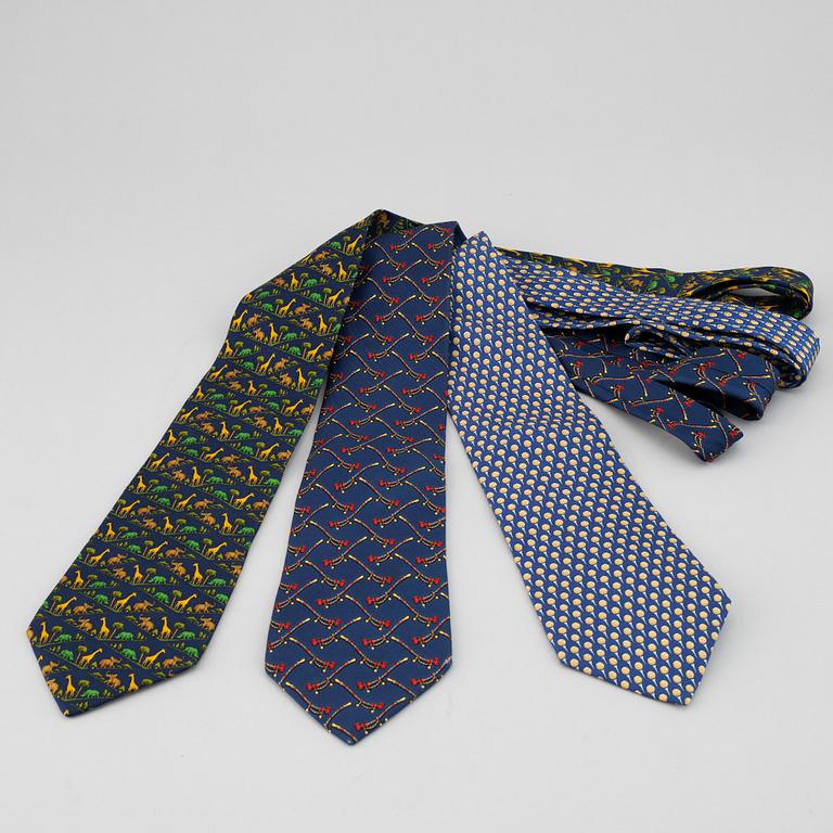SALVATORE FERRAGAMO, three silk ties.