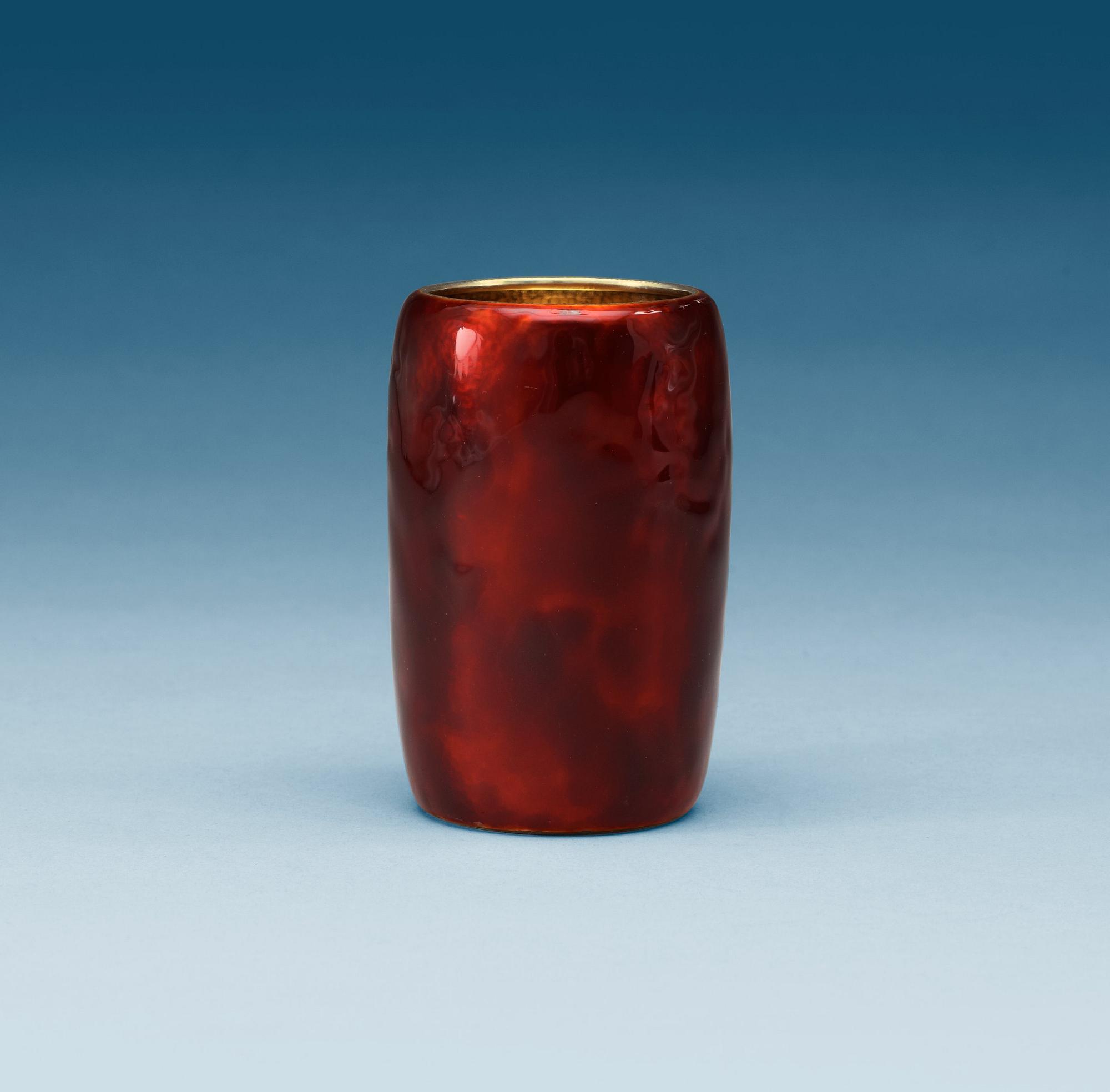 A C.G. Hallberg red enameled silver vase, Stockholm 1912.