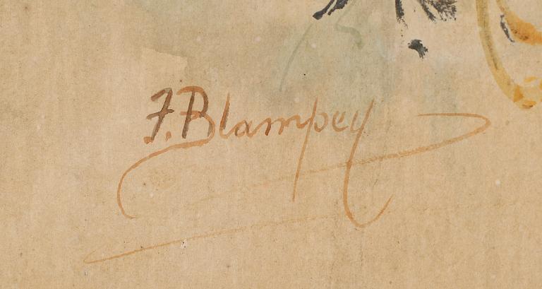 OKÄND KONSTNÄR, akvarell, signerad F Blampey, tidigt 1900-tal.