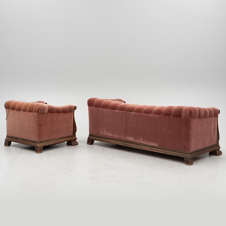 Soffa och fåtölj, tidigare tillhörande Ivar Kreuger, 1920-tal.