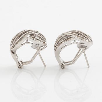 Earrings, a pair, 18K white gold with baguette-cut diamonds.