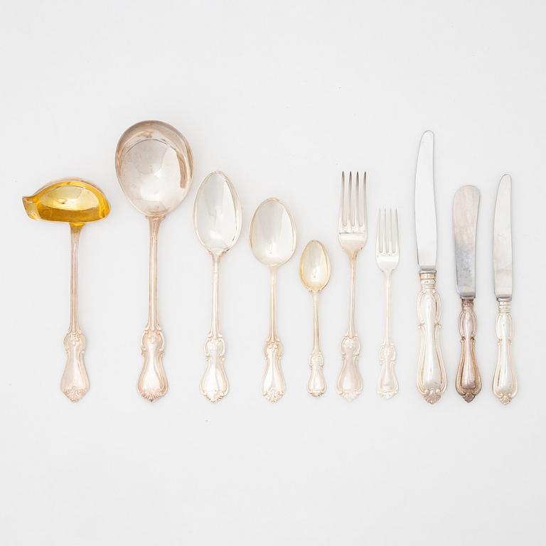An 86-piece Swedish  silver cutlery, model 'Olga', marks of GAB, Eskilstuna, including 1974.