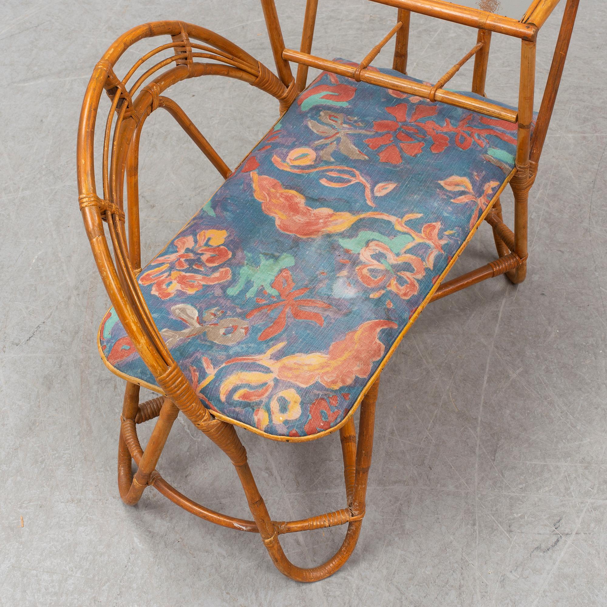 SOFFA med BORD, bambu, 1900-talets mitt.