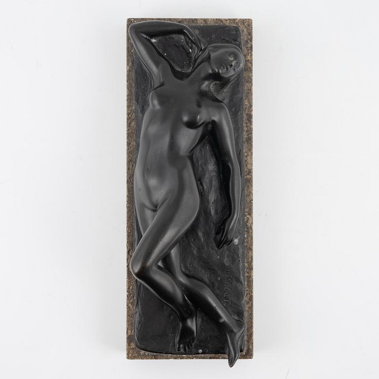 Jenny von Bary-Doussin, sculpture. Signed J.Doussin. Bronze, length (including stone base) 35 cm.