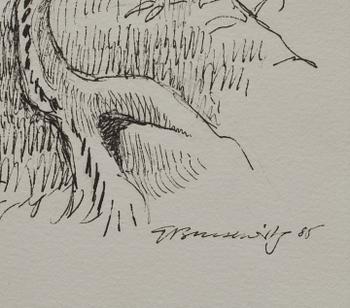 GUNNAR BRUSEWITZ, tuschteckning, signerad och daterad -85.