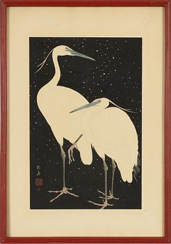 Gakusi Ide, Two Herons in the Snow.