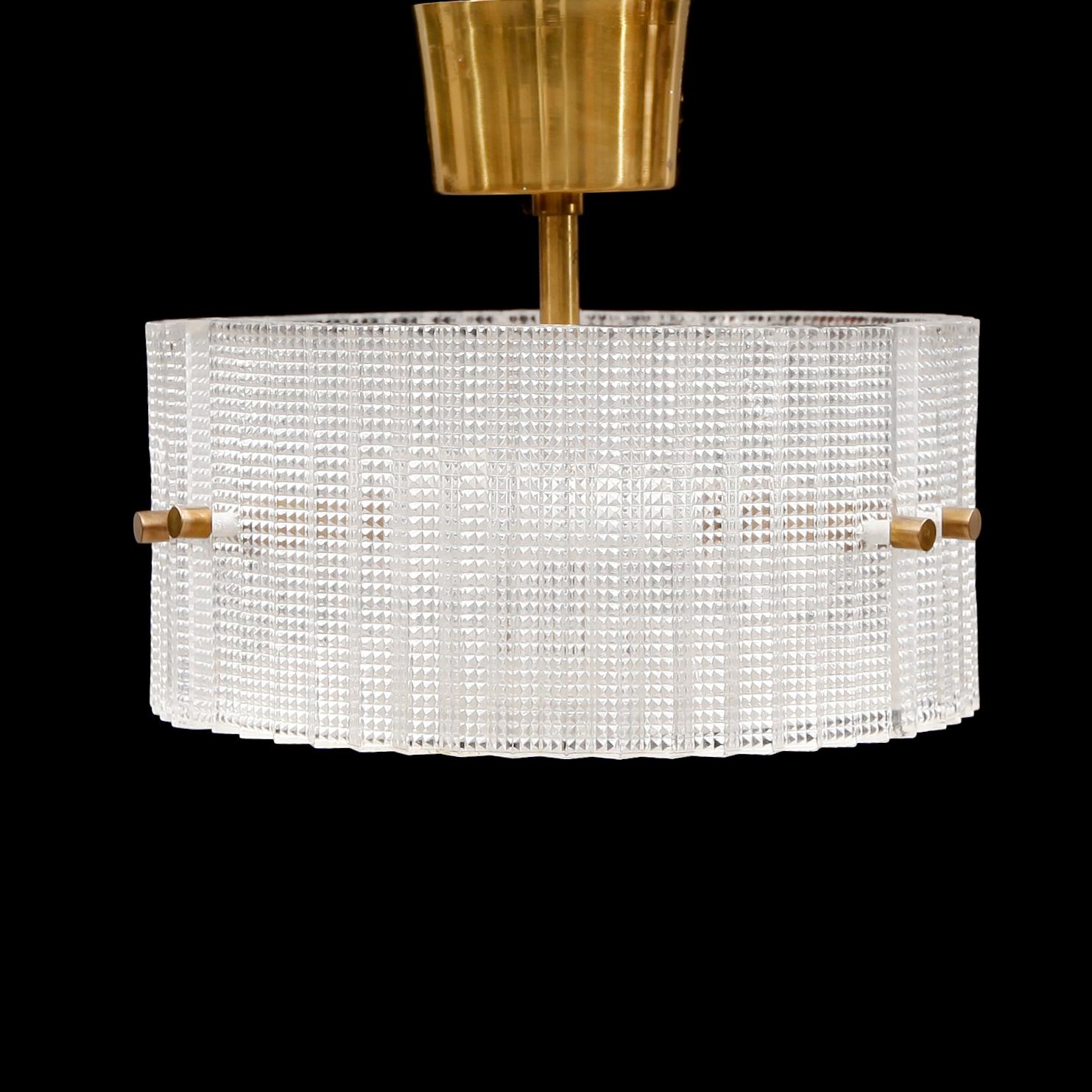TAKLAMPA, Carl Fagerlund, Orrefors, 1900-talets mitt. Diameter 26 cm.