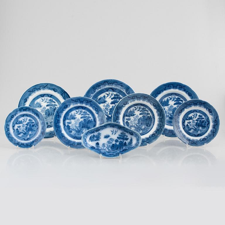 Matservis, flintgods, "Davenport Willow", Booths, England, tidigt 1900-tal.