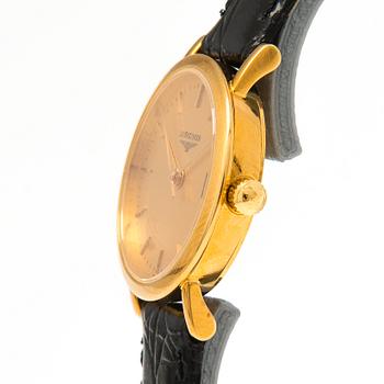 LONGINES wrist watch, 18K gold, 23 mm.