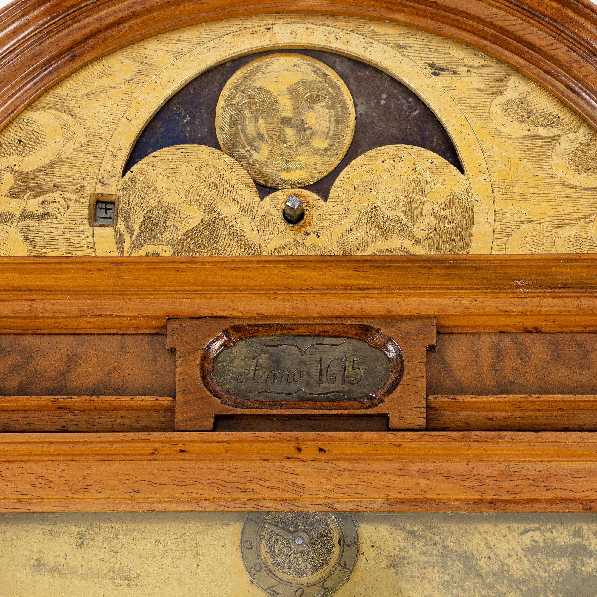 Väggur, av Johann Koch (urmakare i Stockholm, hovurmakare 1664‑79), Barock.