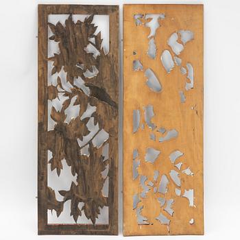 A set of two Japanese wooden panels, early 20th Century.