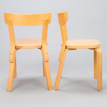 ALVAR AALTO, Tuoleja, 4 kpl, malli 69, Artek. 1900-luvun loppu.