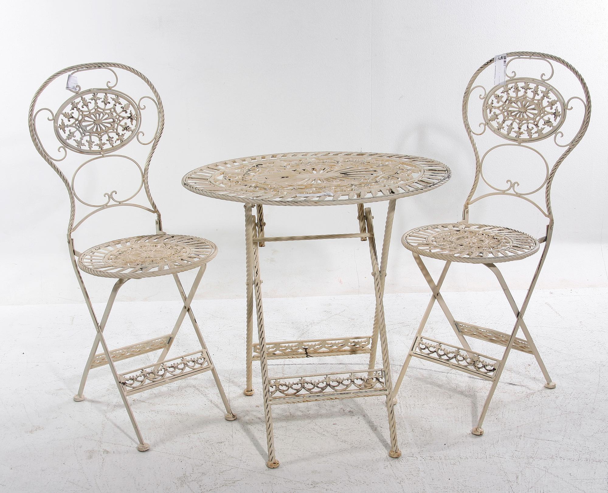 TRÄDGÅRDSMÖBLER, 3 delar, metall, 1900-tal.