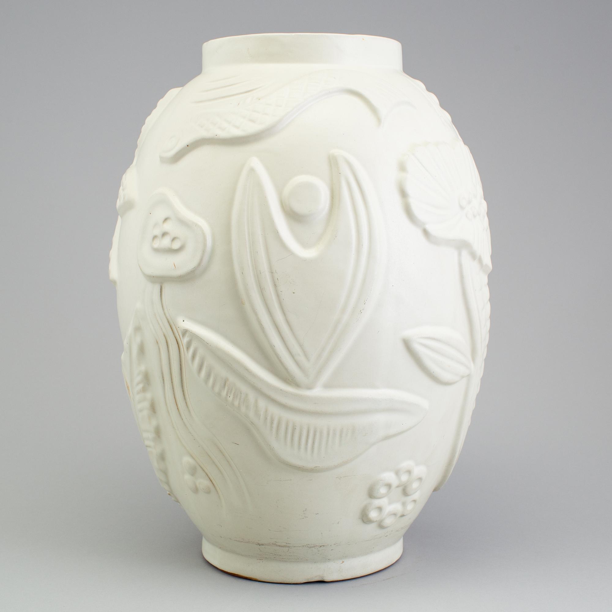 An earthenware floor vase designed by Anna - Lisa Thomson for Uppsala Ekeby, 1940's.