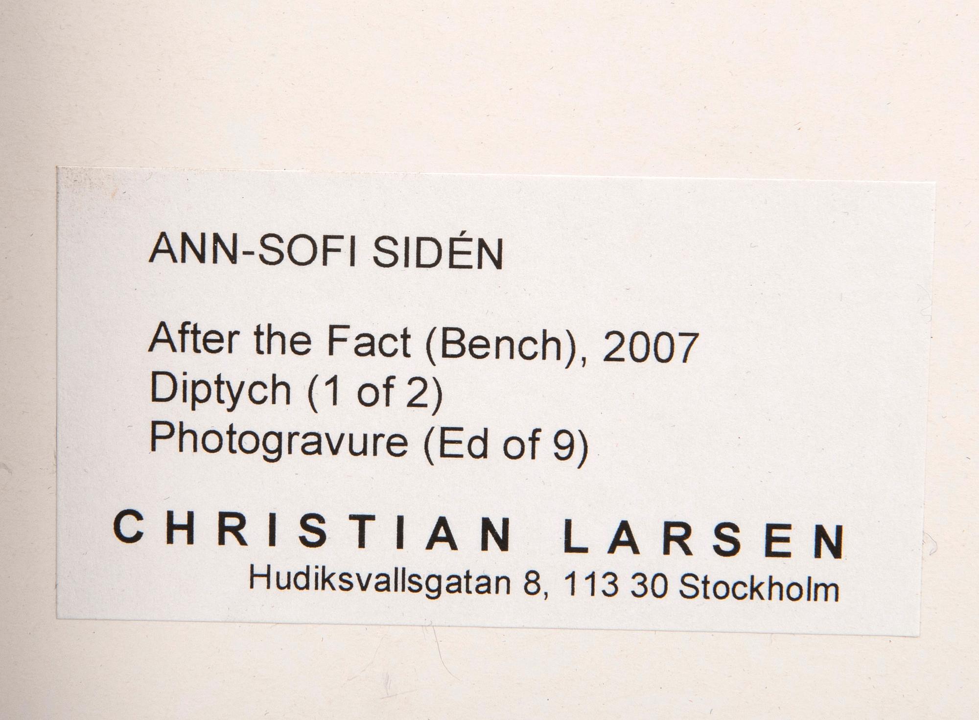Ann-Sofi Sidén, "After the fact (Bench) 2007.