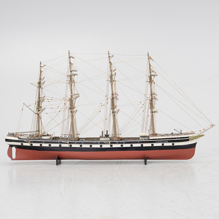 20th Century ship model of the 19th Century four-masted sailing vessel Lancing.