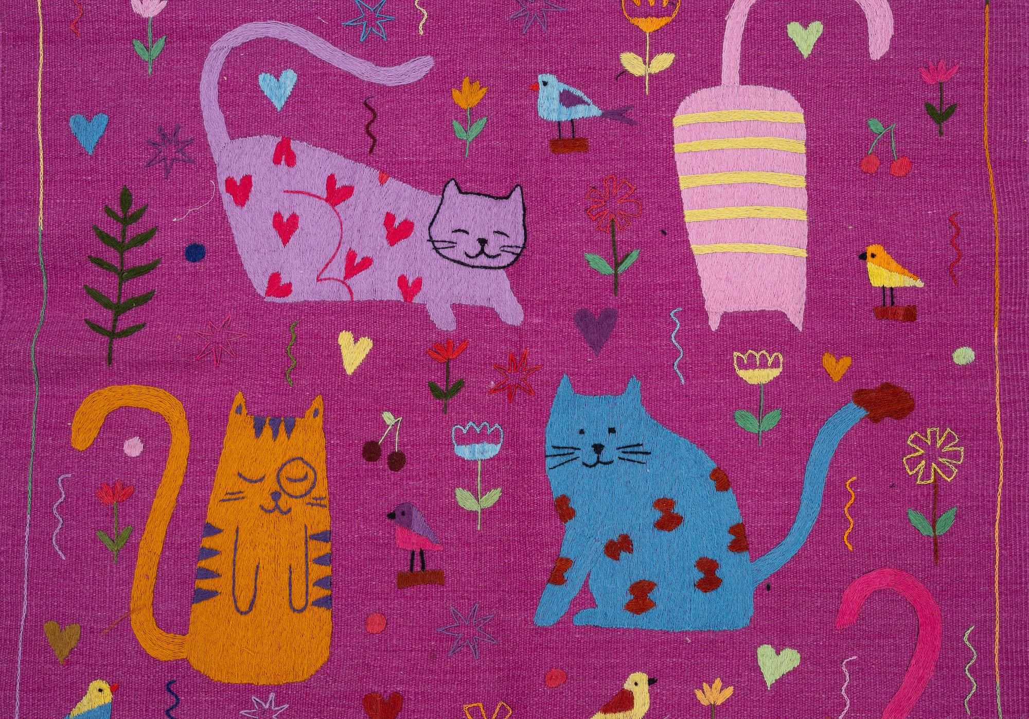 Matta, handbroderad Kelim, ca 182 x 118 cm.