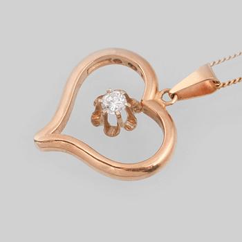 HÄNGE SAMT KEDJA, 18K guld samt briljantslipad diamant ca 0.10 ct. Vikt 6,2 gram.