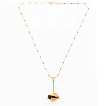 Björn Weckström, Necklace, 18K gold with opal, Finland 1978. For Lapponia.